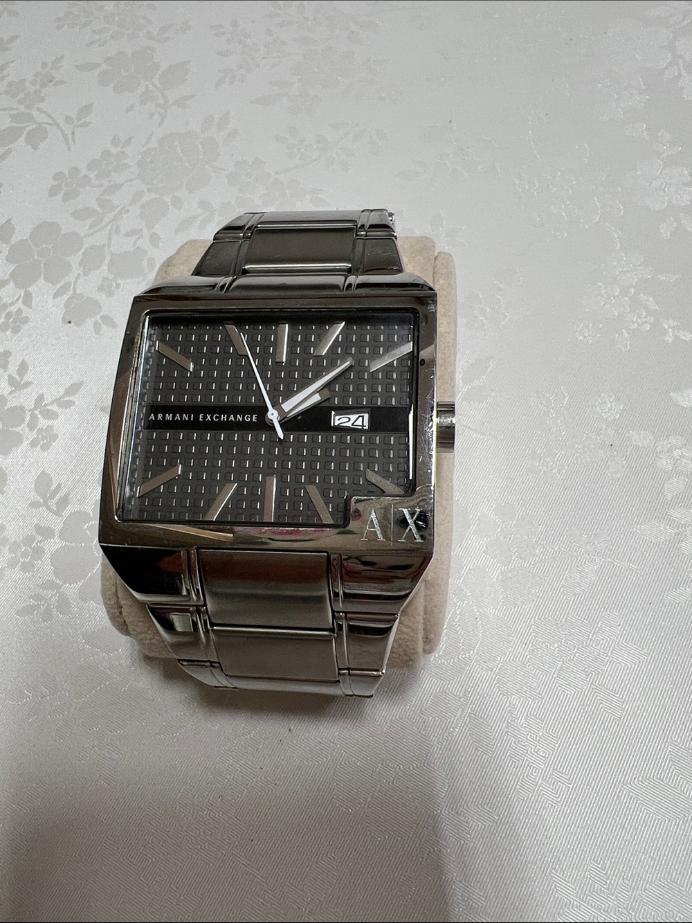 Armani Exchange Black and Silver Square Dial Bracelet Watch
